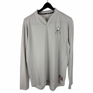 Mens Alpha Country Athletics Long Sleeve Stretch Skull Grey Shirt Size L
